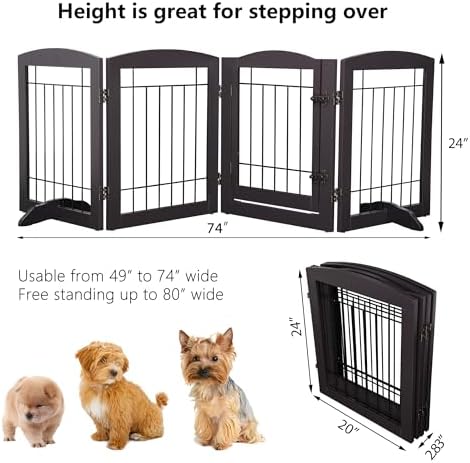 PAWLAND Dog Gate Indoor with Door, Freestanding Pet Gate - Image 6