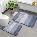 2 Piece Ombre Bath Mat Set for Bathroom, Non Slip Ultra Soft and Thick Water by KMSON