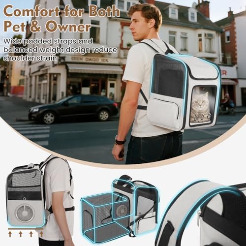 Cat Backpack Carrier with Cooling Fan & Heating Pad up to 18 lbs - Image 6