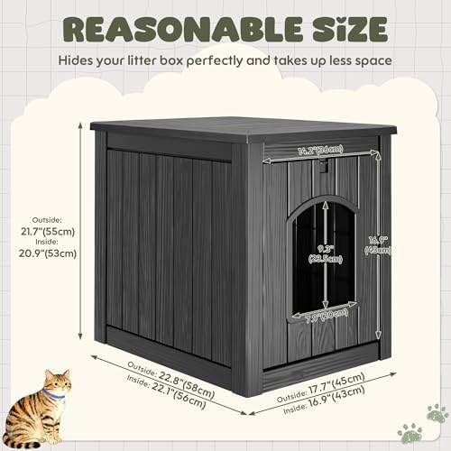 Litter Box Enclosure, Waterproof & Weatherproof Plastic Cat House - Image 2