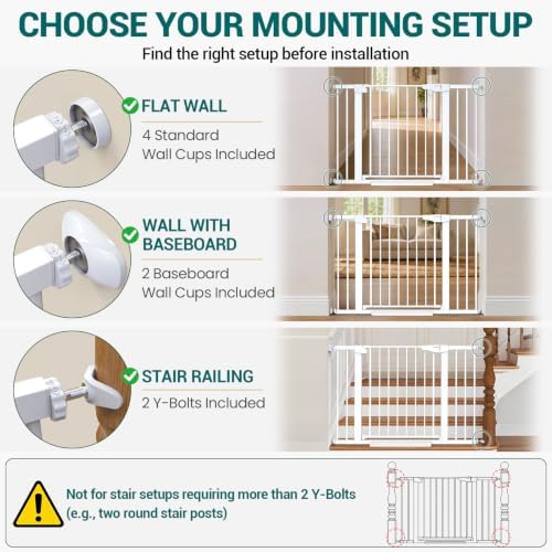 Cumbor 30-46" Baby Gate for Stairs, Auto Close Dog Gate for Doorways White - Image 2