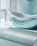 BSICPRO Large Chenille Bathroom Rugs, 24x43 Striped Bath Mats, Aqua Green by BSICPRO