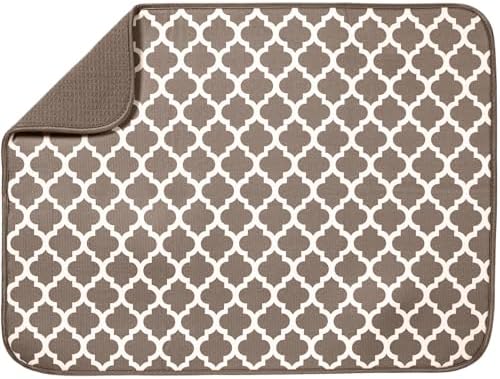 S&T INC. Dish Drying Mat, Tan Trellis by STINC