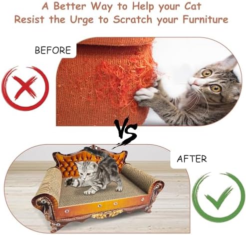 Luxury Cardboard Cat Scratcher Sofa Bed, Couch Shaped Cat Scratching Board - Image 5