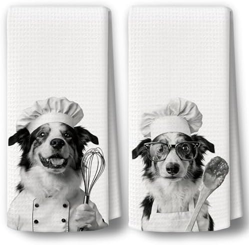 Dog Kitchen Towels Decor Set of 2 by BCUANGD