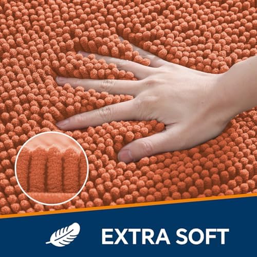 Chenille Bathroom Rug 30"x50" Coral, Large Plush Bath Mat - Image 3
