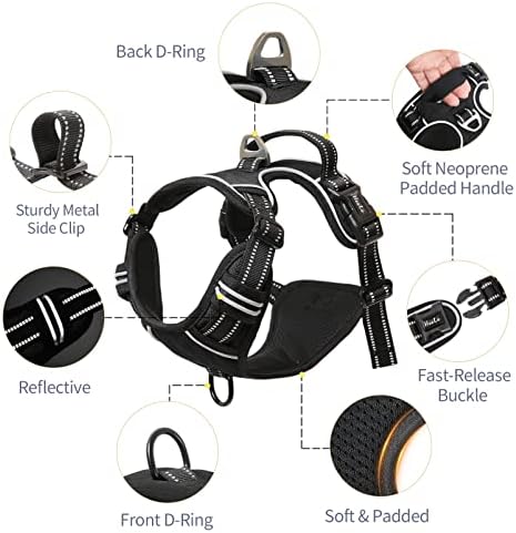 HEELE Dog Harness, No Pull Adjustable Padded Reflective Harness - Image 3