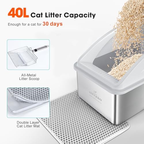 AIPERRO Stainless Steel Litter Box | XXL Deepened 8" Design Metal Cat Box - Image 6