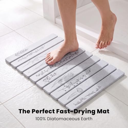 Extra Large Black Floral Super Absorbent Fast Drying Stone Bath Mat 32x20 - Image 4