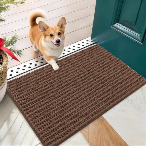 OLANLY Dog Door Mat for Muddy Paws 24x16, Ultra-Absorbent Chenille Mud Mat by OLANLY
