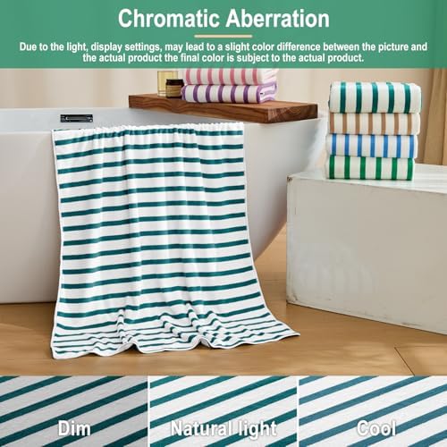 JML Microfiber Beach Towels, 4 Pack, Cabana Stripe Dark Green - Image 6