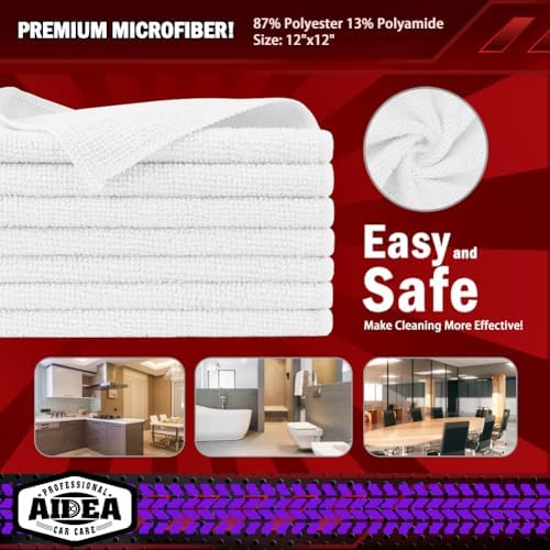 AIDEA White Microfiber Cleaning Cloth 20PK, Cleaning Rags 12×12" - Image 6