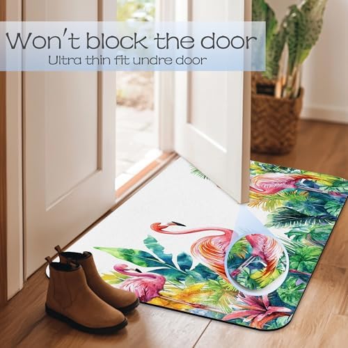 Flamingo Bathroom Rug 29.5"x17", Tropical Flowers Leaves Quick-Drying Super - Image 7