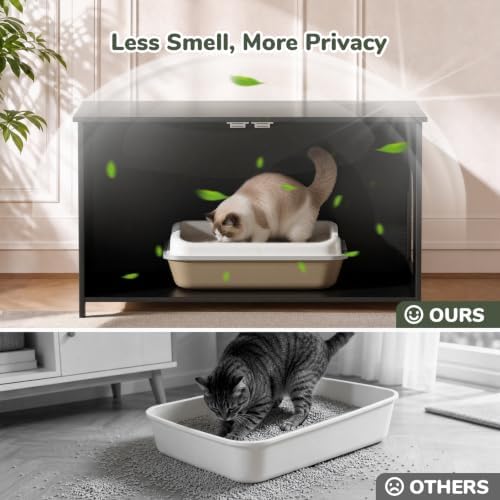 Extra Large Hidden Cat Litter Box Enclosure Furniture, Dog Proof Kitty Washroom - Image 4