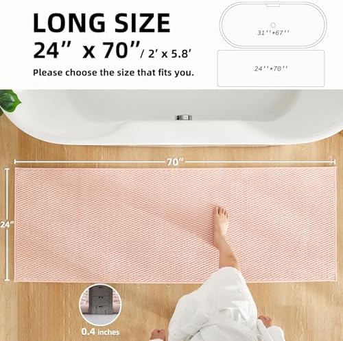 TYUU Bathroom Runner Rugs, Long Bath Mat Runner Washable Thin Quick Dry Low - Image 2