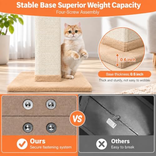 Cat Scratching Post 33 Inch Nature Sisal Cat Scratch Post - Image 5