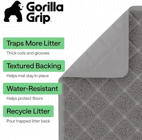GORILLA GRIP Cat Litter Box Mat, Coiled Mesh Trapping Mats, Corner Gray - Image 2