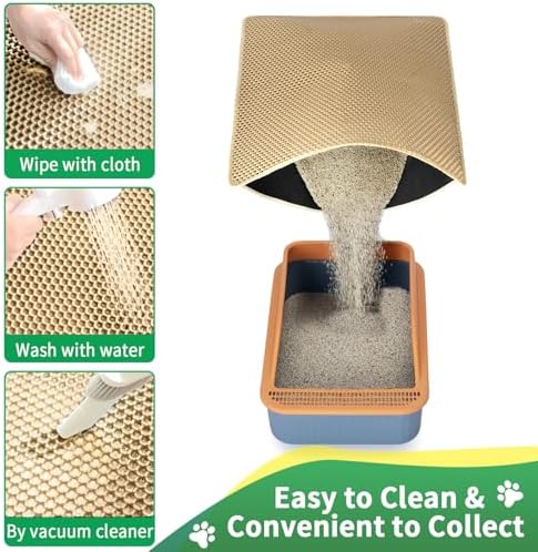 GRELY XL 47 x 28 Extra Large Double Layer Cat Litter Mat, Kitty Box Mat - Image 5