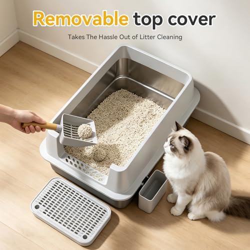 XL Enclosed Stainless Steel Litter Box - Image 3