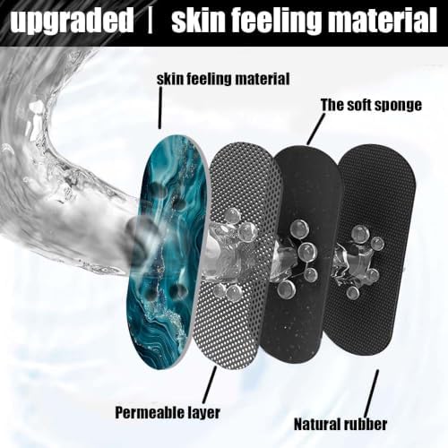 Teal-and-Silver-Agate Super Absorbent Quick-Drying Bathroom Mat Rug, Rubber - Image 3