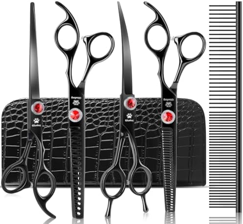 GLADOG 7 Inch Professional Dog Grooming Scissors Kit, Titanium Dog Scissors by GLADOG