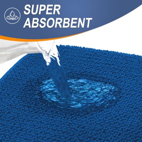 OLANLY Memory Foam Bathroom Runner Rugs 47x20, Long Bath Mats, Royal Blue - Image 3
