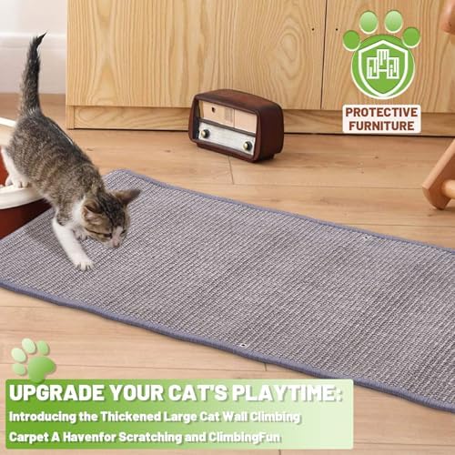 Uranshin Natural Sisal Cat Wall Climbing Carpet, Wall Scratcher Mat Pad - Image 4