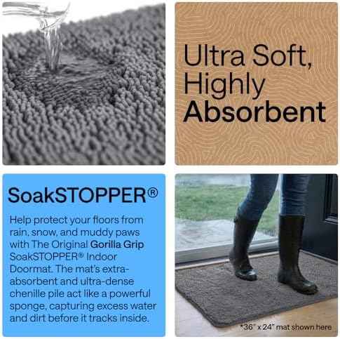 GORILLA GRIP SoakSTOPPER Dog Door Mat, Machine Wash and Dry, 30x20 Charcoal - Image 4