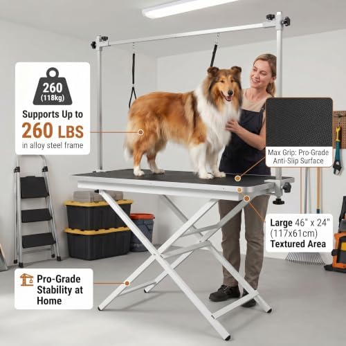 ApexDesk ProPaw Series 46" x 24" Dog Grooming Table, Foldable Heavy Duty Steel - Image 6