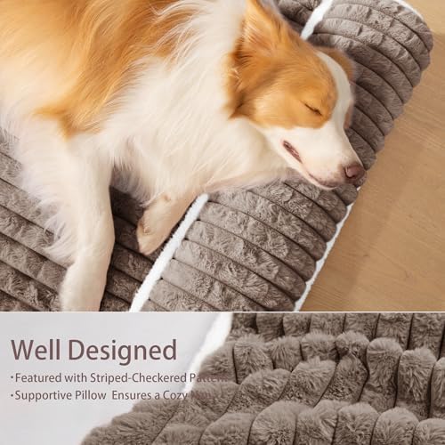 Orthopedic Large Dog Bed Pillow Pet Sofa Bed 48''X30'' Taupe - Image 5