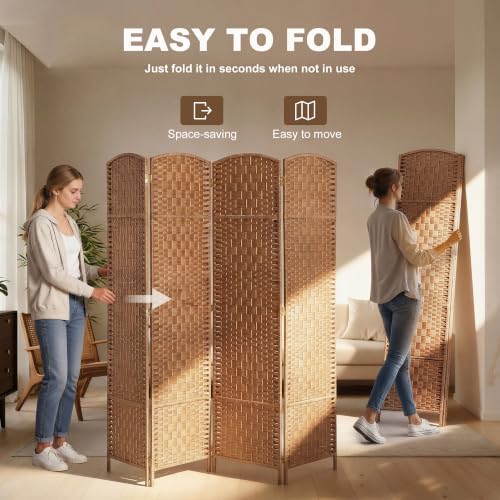 HOMCOM Room Divider 4-Panel, 6FT-Tall Folding Privacy Screen - Image 3