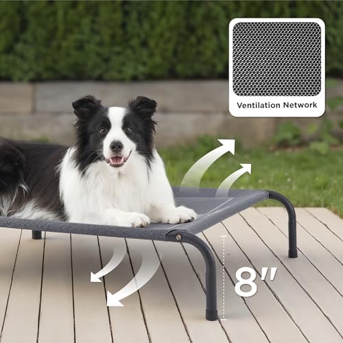 Bedsure Outdoor Elevated Cooling Dog Bed Medium Size Dog, 41in Grey - Image 2