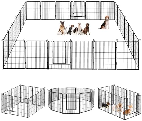 Dog Playpen, 32inch 20 Panels Outdoor Dog Fence Indoor Dog Pen Anti-Rust Pet by Jhsomdr