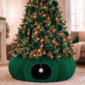 Christmas Tree Cat Tunnel 36 in Donut Bed, Green, Velvet, Fluffy by SilTriangle
