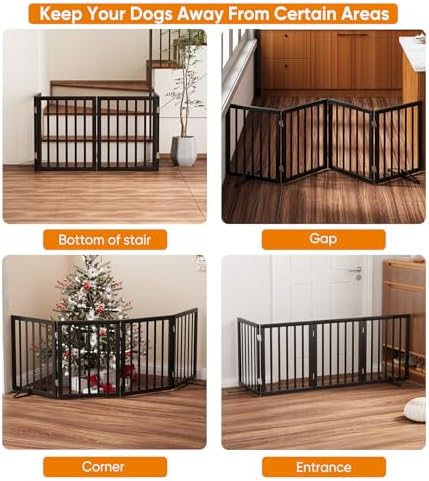 Black 37-74" Dog Gate Foldable Dog Gates - Image 3