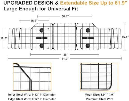 Dog Car Barrier for SUVs, Adjustable Large Pet Barriers, Universal Fit - Image 5