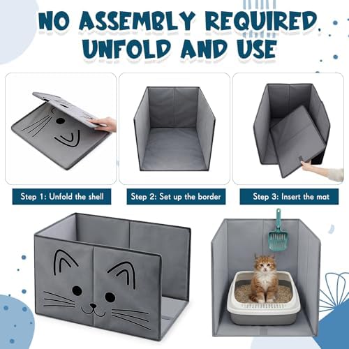 24"L×16.14"W×16.14"H Foldable Cat Litter Box Enclosure Splash Guard - Image 5
