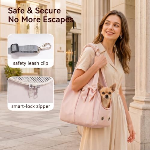 Fashion Dog Purse Carrier for Small Dogs and Cats, Soft-Sided Puppy Tote Bag Up - Image 6