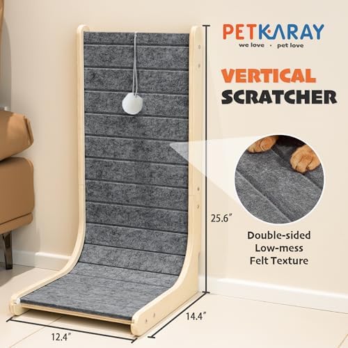 PETKARAY Felt Cat Scratcher, Vertical Cat Scratching Carpet, Scratch Resistant - Image 2