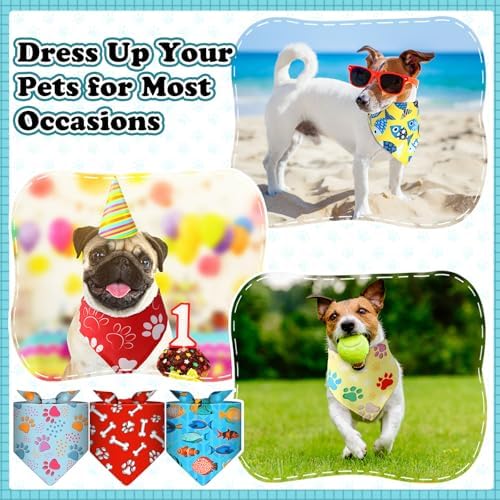 120 Pcs Paw Dog Bandanas Bulk Bone Pet Bandanas Dog Handkerchiefs - Image 6