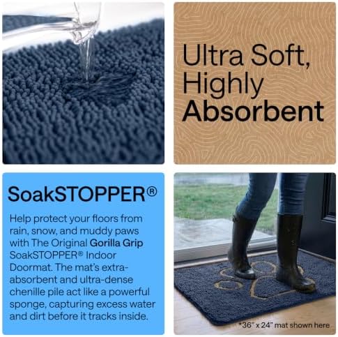 GORILLA GRIP SoakSTOPPER Dog Door Mat, Machine Wash and Dry, 48x30 Navy - Image 4