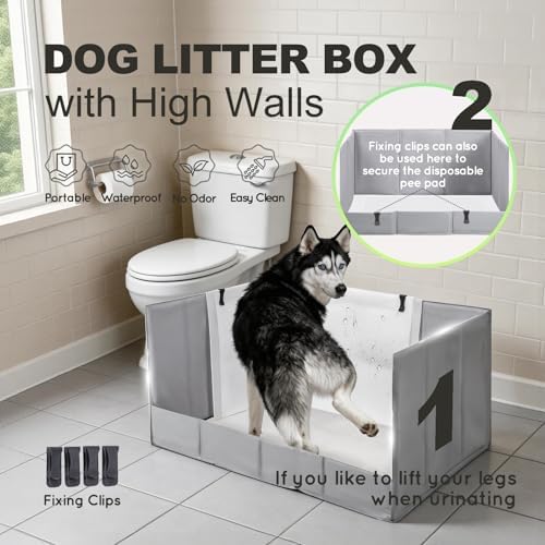 HQ4US 4LEGS Dog Litter Box Indoor High Walls, Puppy Pee Pad Holder Foldable - Image 2