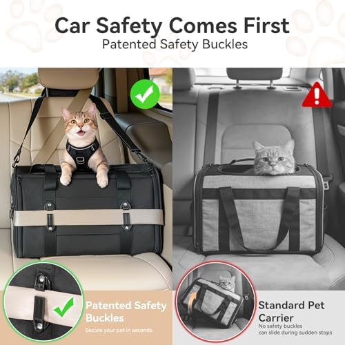 PETSFIT Large Cat Carrier with Patented Safety Buckles, Big Cats Up to 20 lb - Image 2