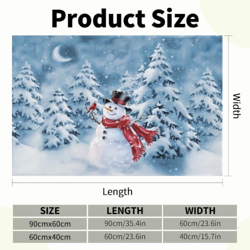 Giwawa Blue Snowman Bath Rug Winter Pine Tree Absorbent Front Door Mat 24x35 - Image 3