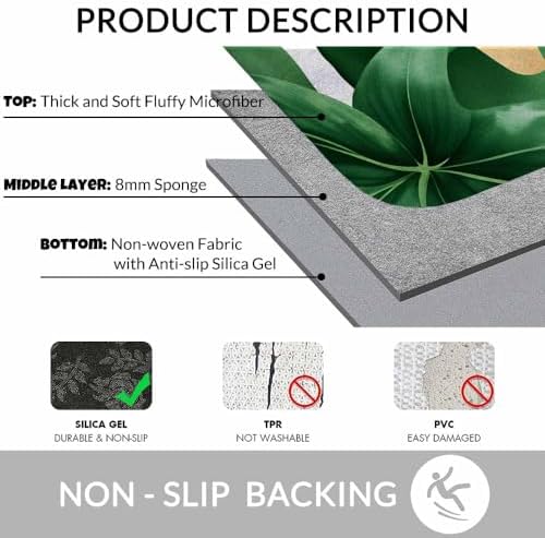 Good Vibes Gold Word Bath Rugs Microfiber Bathroom Mat Soft Plush Shaggy Shower - Image 6