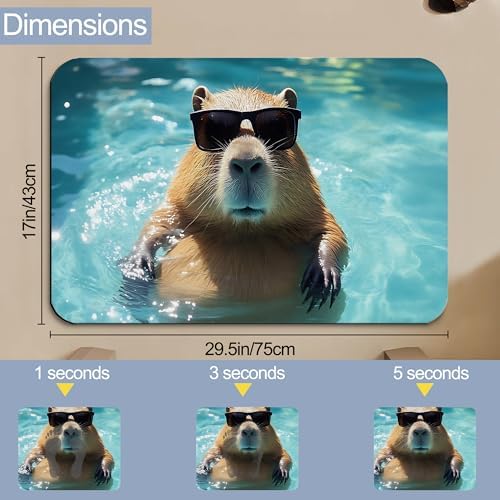 Bathroom Floor Mat, Cute Capybara Bathroom Rugs, Quick Dry Swimming Animal - Image 2