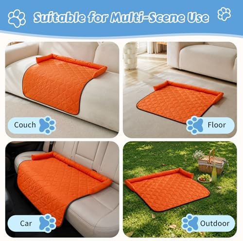 Cooling Dog Bed Mats with Neck & Head Support, 35.43 x31.5 inch Orange - Image 6