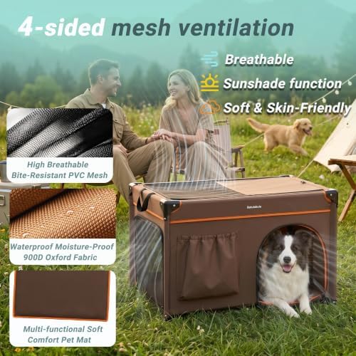 36 Inch Collapsible Travel Dog Crate, 4 Doors & Soft Pet Mat - Image 4