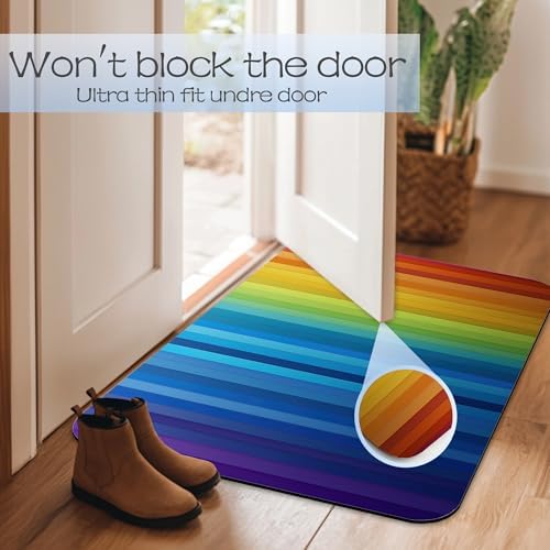 Bathroom Rug 29.5"x17", Abstract Rainbow Lines Bath Mat - Image 7