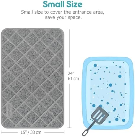 Conlun PVC Cat Litter Mat 24x15 Inch Grey, Less Waste Cat Litter Box Mat - Image 2